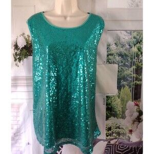 NY Collection Size 2X Top Sequin Tank Lined Sleeveless Date Night Evening Event